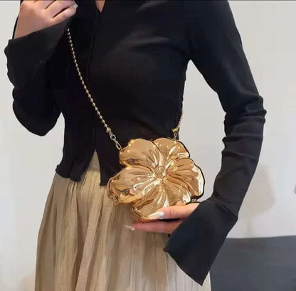 Metallic Flower Bag - Bagsberry.pk