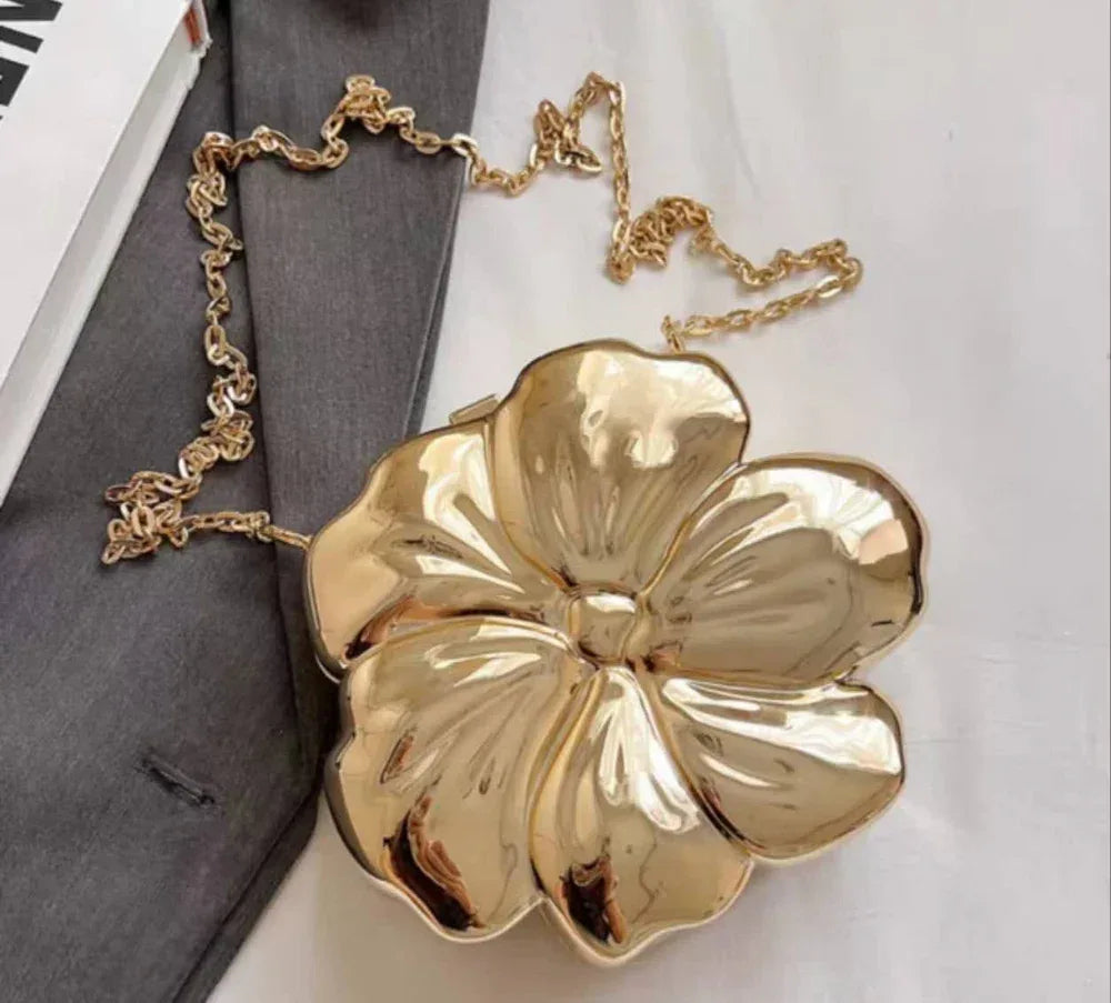 Metallic Flower Bag - Bagsberry.pk