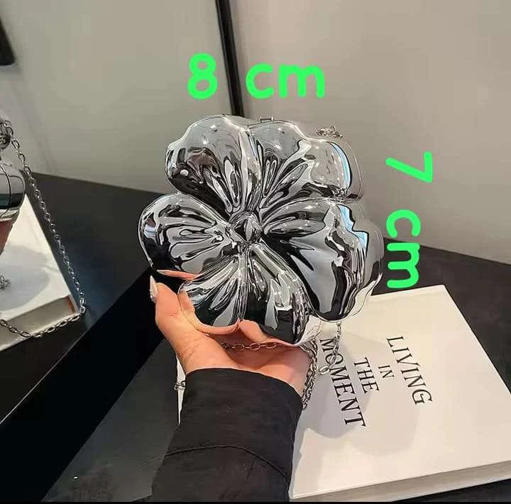 Metallic Flower Bag - Bagsberry.pk